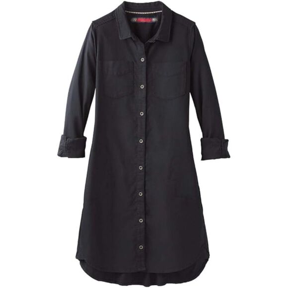 NWOT PrAna Yarrow Organic Cotton Hemp Blend Shirt Dress (XL) in Black - Picture 12 of 16